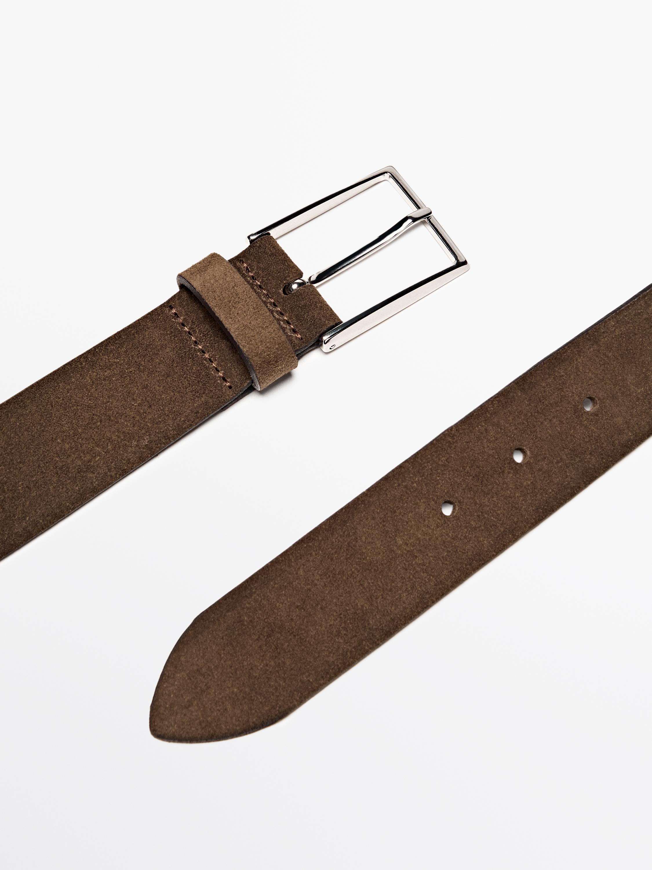 Plush nappa leather belt with nickel buckle